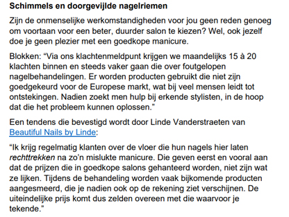 Interview nagelstudio Beautiful Nails by Linde Leuven Nieuwsblad
